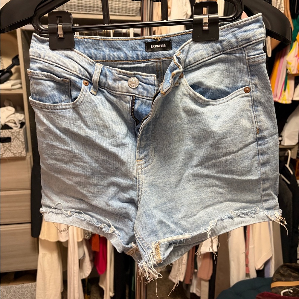 Express Light Wash Jean Shorts
